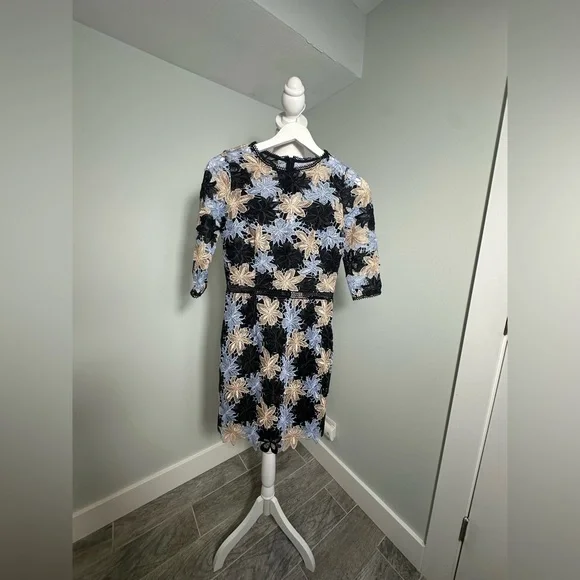 ANTHROPOLOGIE MINUET Women’s Blue and Black Floral Lace Mini Dress - Picture 5 of 15